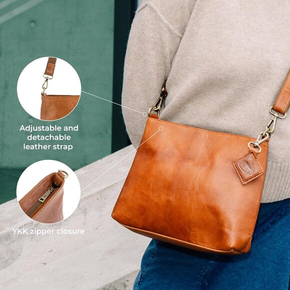 Vintage Leather Shoulder Bag Small Crossbody Purse Women Durable Stylish - Picture 5 of 10